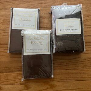 HOTEL COLLECTION light mocha dust ruffle & 2 shams